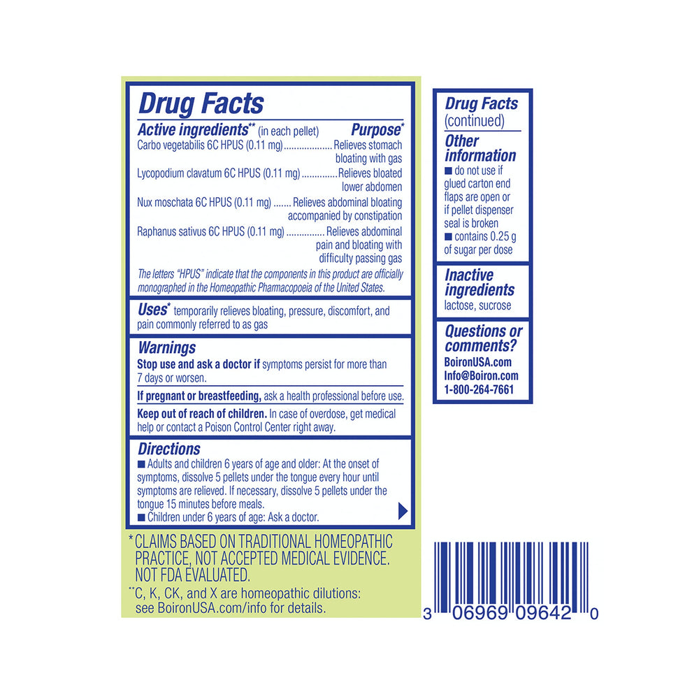 Boiron Gasalia On the Go: ingredientes activos de origen vegetal.