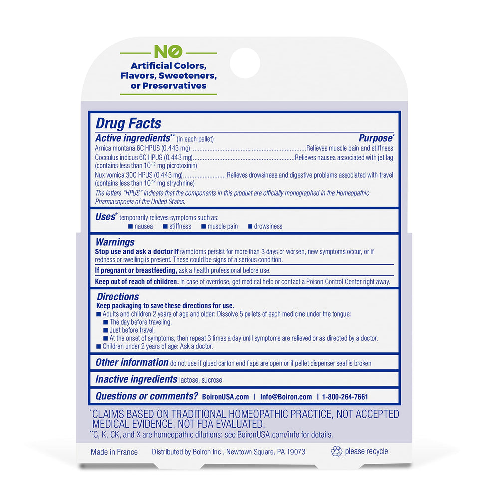 Instrucciones de uso Boiron para desfase horario.