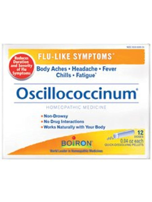 Boiron Oscilloccinum, caja-dosis-12, para apoyar el manejo de síntomas.