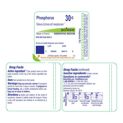 Boiron Phosphorus imagen de materiales y certificado de calidad cGMP