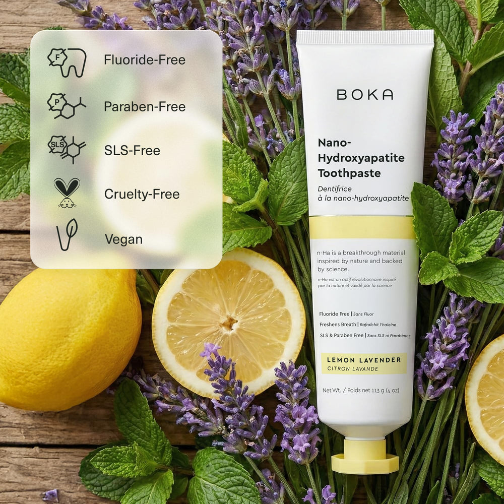 Boka tubo con etiqueta legible que muestra ingredientes clave