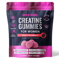 Bold Buns envase frontal mostrando 60 gomitas y beneficio de dosis clara