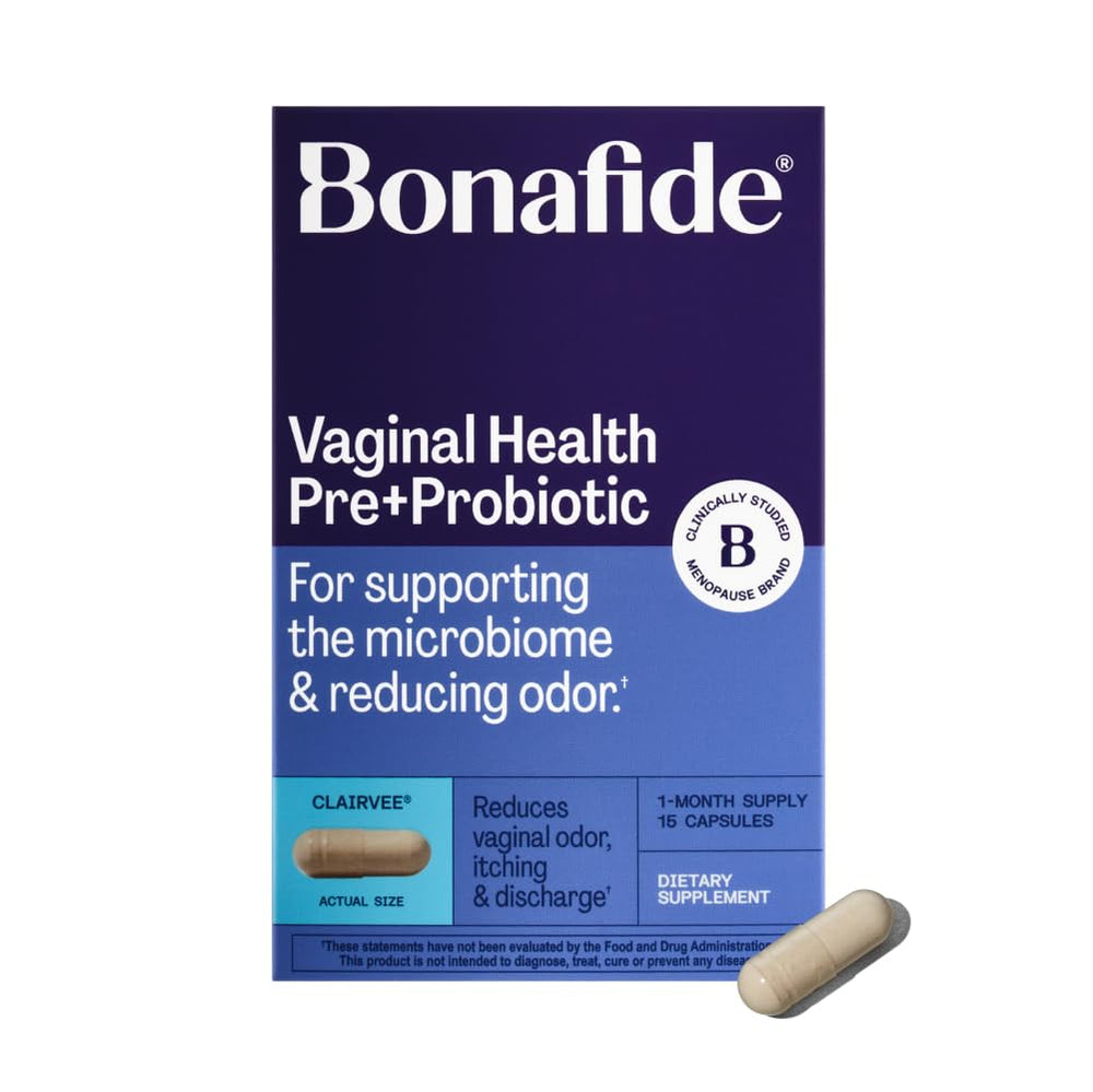 Bonafide Clairvee empaque frontal resaltando alivio íntimo