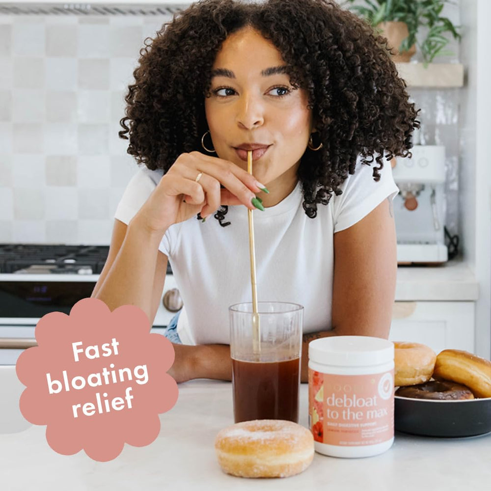 Boobie Debloat Max: polvo espolvoreado para mezclar en tu bebida favorita.