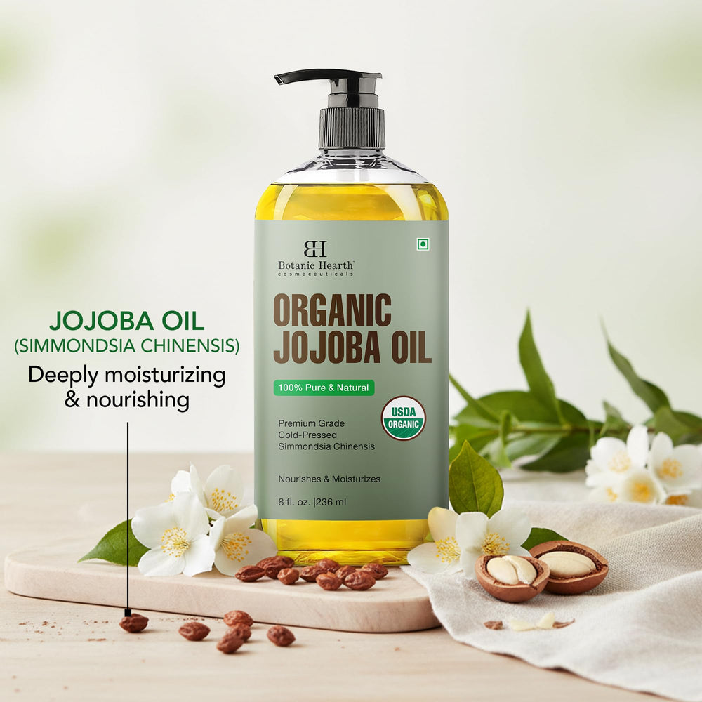 Botanic Hearth aceite en mano para comparar el tamaño y la cantidad perfecta