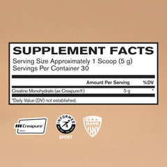 BARE PERFORMANCE NUTRITION textura del polvo Creapure, grano fino para fácil disolución