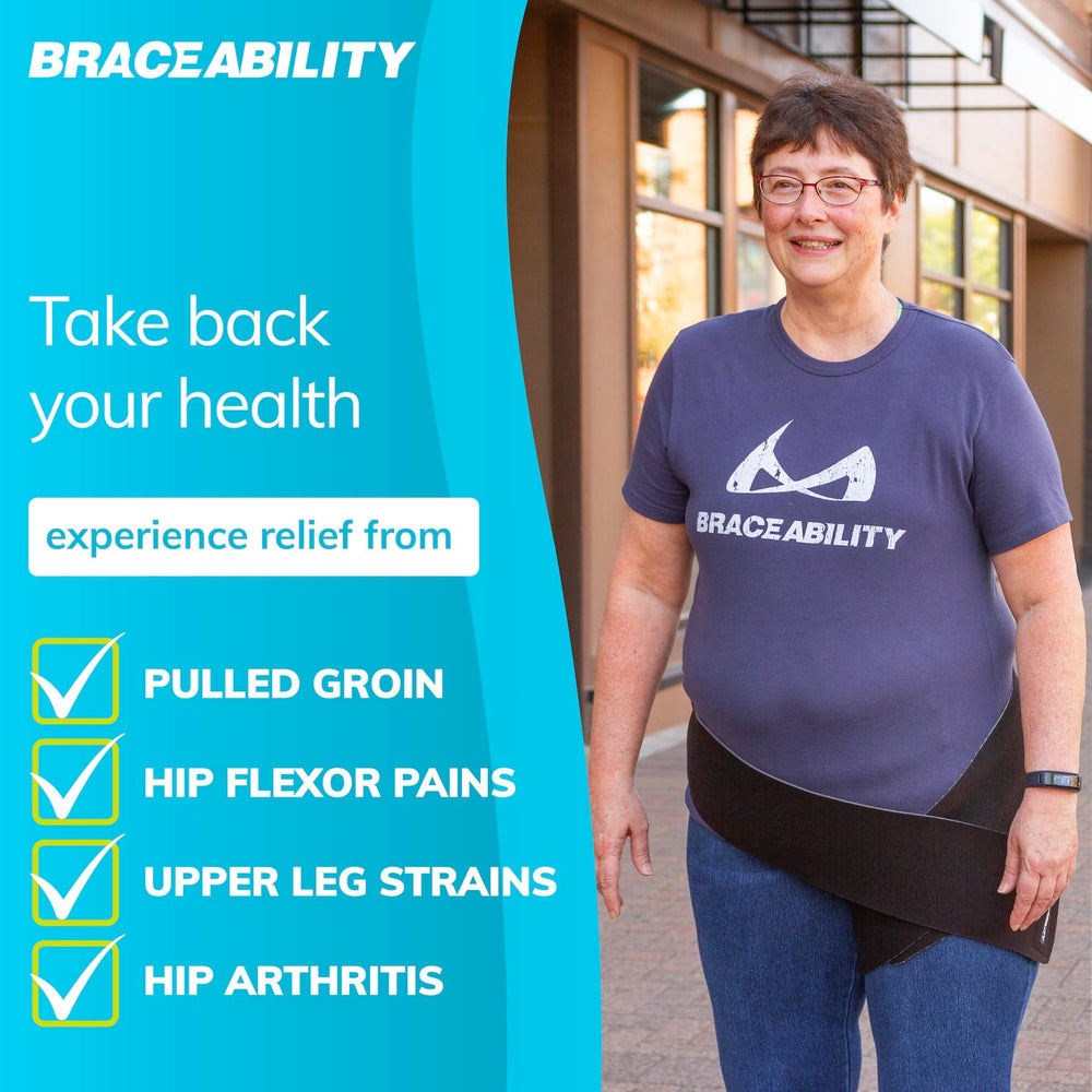 BraceAbility etiqueta y material que indican durabilidad y transpirabilidad