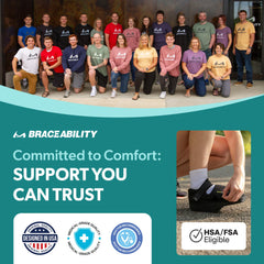 BraceAbility bota en uso doméstico mostrando apoyo al talón y movilidad segura