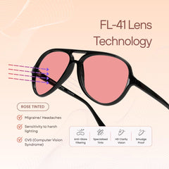 BRADDELL OPTICS lente FL-41 rosa cerrada que reduce deslumbramiento fluorescente