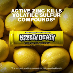 Breath Death cristales limón-menta textura efervescente lista para disolverse