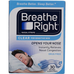 Breathe Right primer plano de la tira y textura adhesiva, fácil colocación