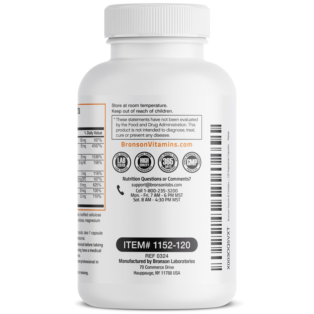 Bronson B Complex etiqueta resaltando B y C