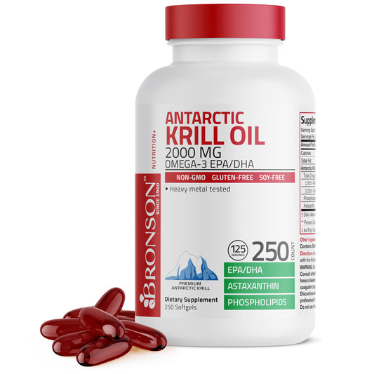 Bronson bote de aceite de krill antártico 2000 mg para bienestar general