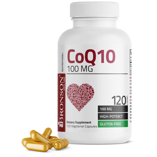 Bronson CoQ10 100 mg: cápsulas vegetarianas para energía diaria.