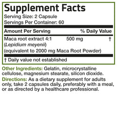 Bronson Maca Raíz uso energético para días activos.