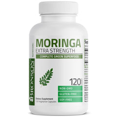 Cápsulas Bronson Moringa en primer plano, ideal para rutina diaria de bienestar.