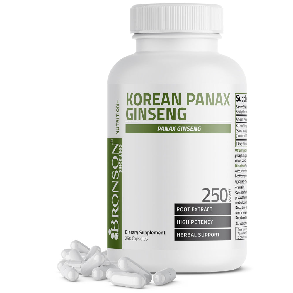 Bronson Panax Coreano: cápsulas de energía para vitalidad diaria.