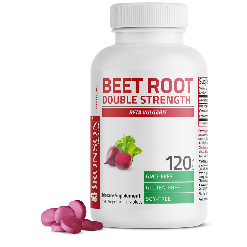 Bronson Beet Root Double Strength tabletas vegetarianas para uso diario.
