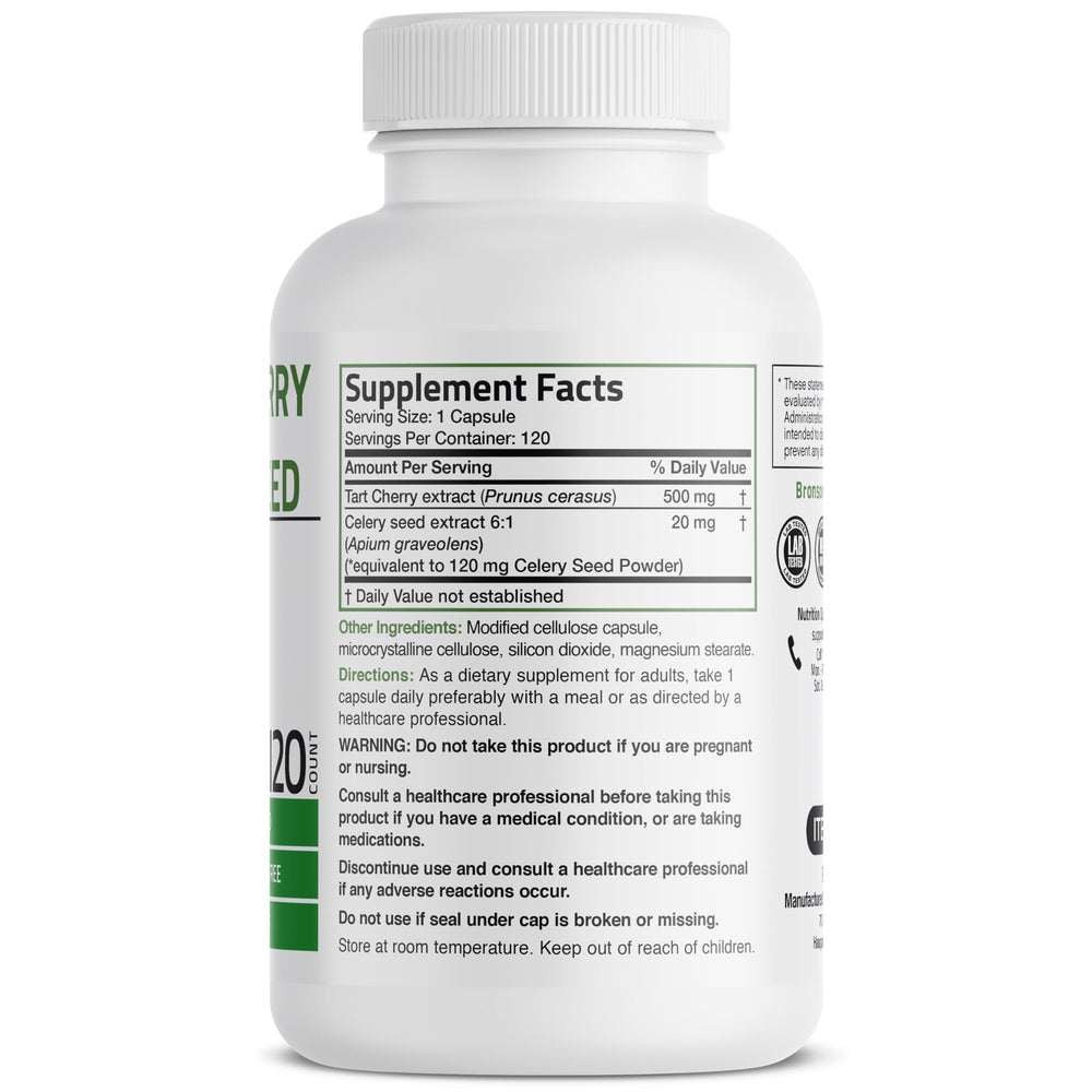 Bronson Tart Cherry Extract Capsules - cápsulas para dosis diaria que pueden apoyar la movilidad