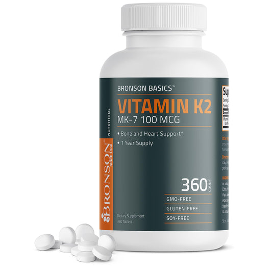 Bronson Vitamin K2 MK-7 100 mcg en tabletas para soporte óseo