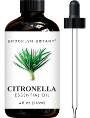 Brooklyn Botany botella frontal de citronela en vidrio ámbar para aromaterapia