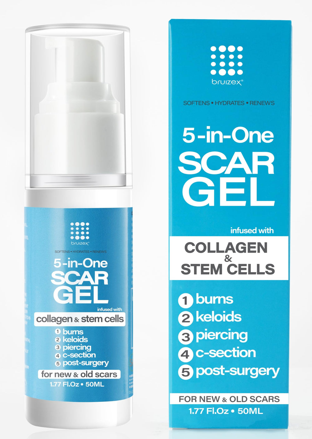 Bruizex Crema 5-en-1 para cicatrices quirúrgicas, mejora la apariencia de la piel.