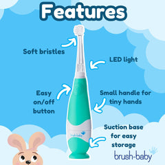 brush-baby colocado en base de succión para almacenamiento higiénico