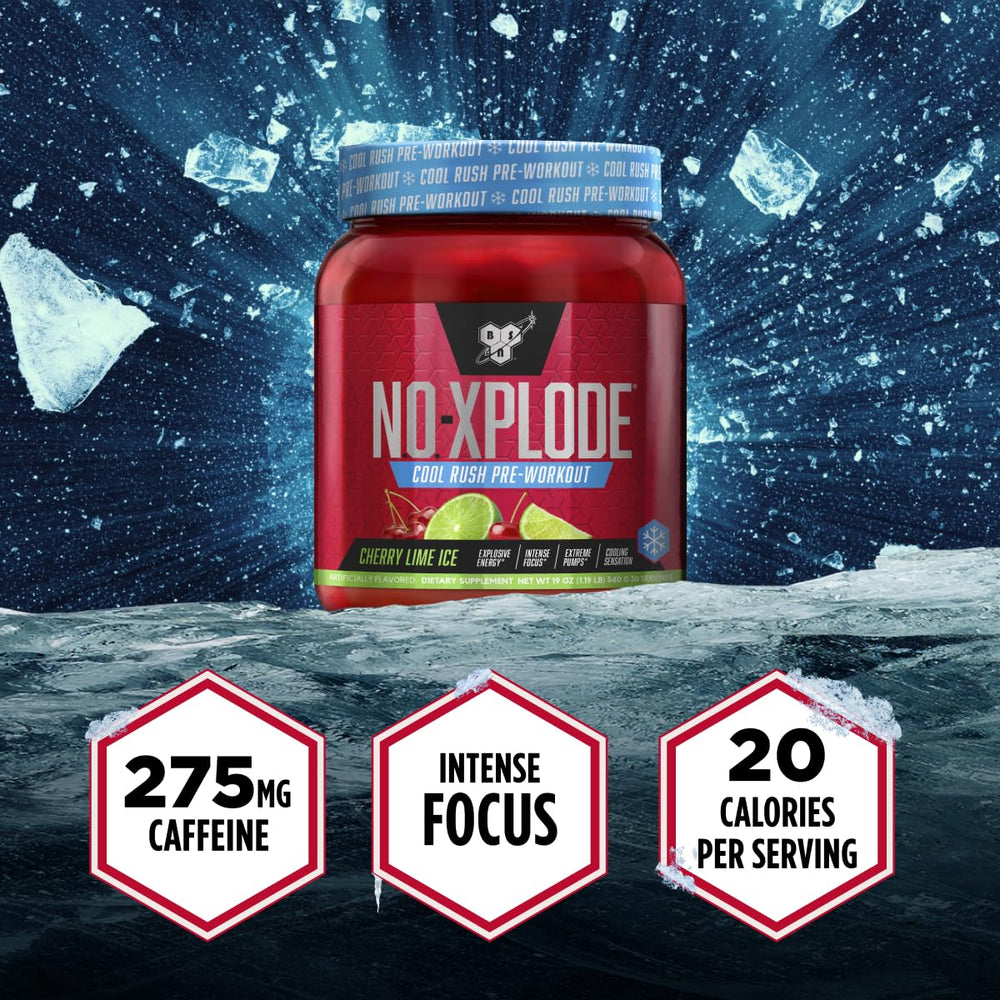 BSN batido Cherry Lime Ice en shaker listo para consumir, refrescante antes de entrenar