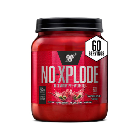 BSN bote frontal Watermelon mostrando etiqueta, beneficio energía