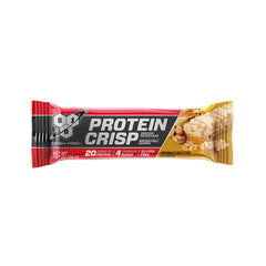 Barra BSN Protein Crisp Bar junto a un batido después de entrenar para recuperación práctica
