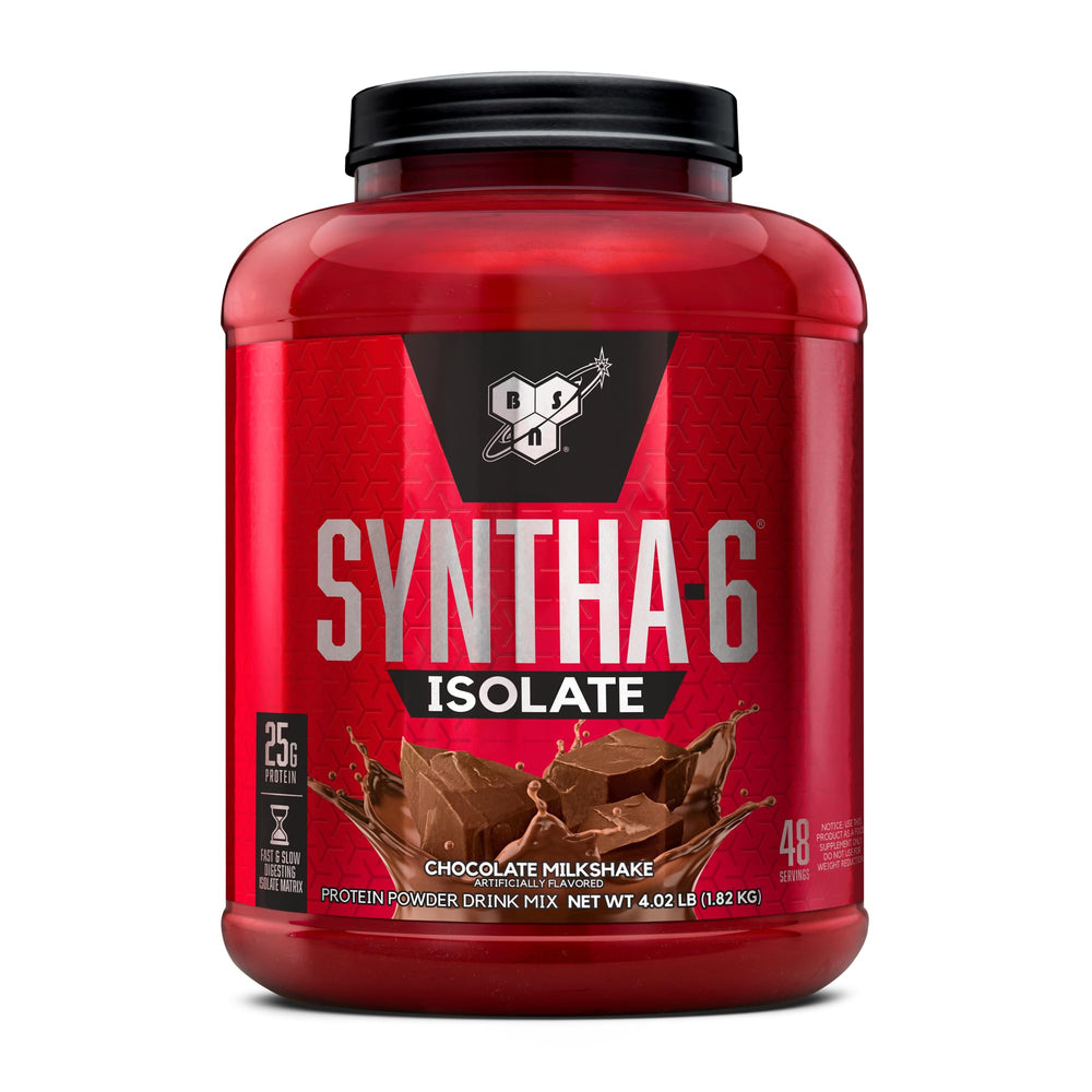 BSN bote frontal que muestra SYNTHA-6 Isolate y su beneficio proteico
