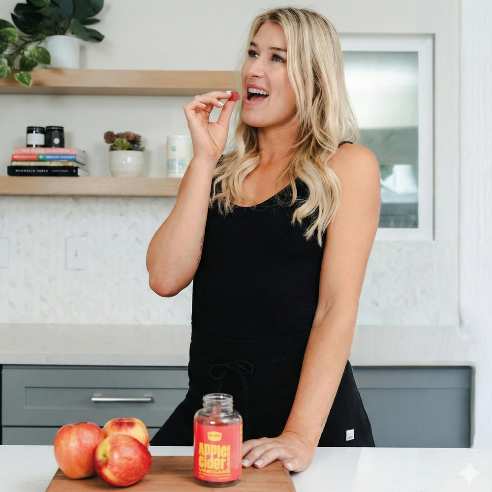 BUBS Naturals frasco junto a desayuno saludable para contexto diario
