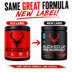 Bucked Up bebida preparada en vaso, sabor Red Raz refrescante antes de entrenar