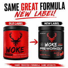 Bucked Up Woke detalle de etiqueta nutricional y lista de ingredientes clave