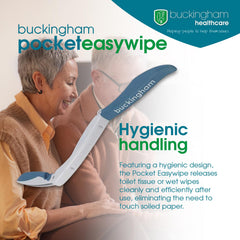 Buckingham Pocket Easywipe en uso ayudando a una persona a limpiarse con discreción
