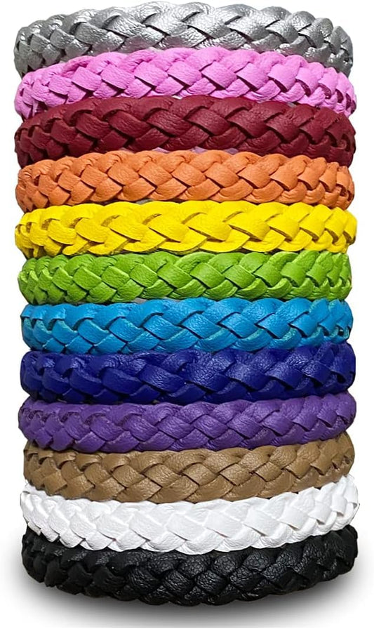 BuggyBands frente con 12 pulseras empaquetadas, protección natural
