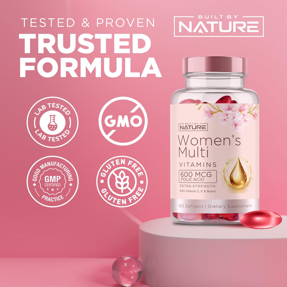 Built by Nature etiqueta con lista de ingredientes y beneficios visibles