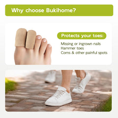 Bukihome protector puesto en dedo demostrando amortiguación y protección