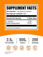 BulkSupplements AAKG polvo, cuchara medidora para dosis práctica