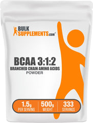 BulkSupplements BCAA 3:1:2, polvo sin sabor en frasco, ideal para batidos de entrenamiento.