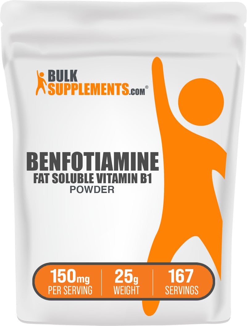 BulkSupplements Benfotiamina, empaque del polvo para batidos con facilidad.