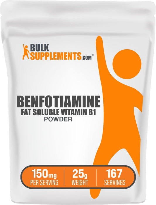 BulkSupplements Benfotiamina, empaque del polvo para batidos con facilidad.