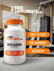 Bulksupplements Beta alanina: cápsulas para rutina de entrenamiento.