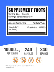 Biotina BulkSupplements 10000mcg botella: presentación que facilita la ingesta diaria