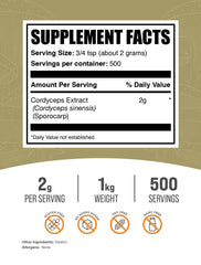 Bulksupplements Cordyceps Extract mezcla suave para batidos y comidas