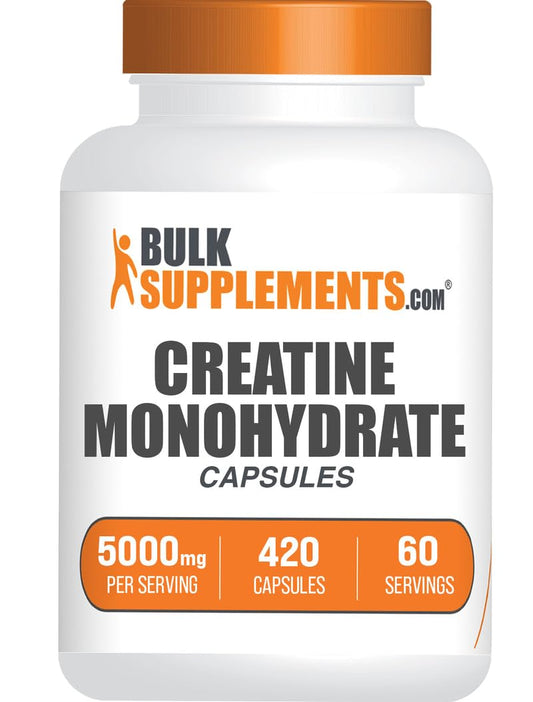BulkSupplements Creatina Monohidrato: porción de 5000 mg para sesiones de fuerza