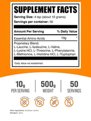 BulkSupplements polvo de aminoácidos medido con cuchara para batidos rápidos