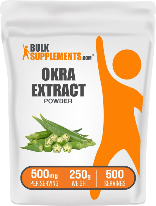 BulkSupplements extracto de okra polvo en bote: fuente natural de fibra para la dieta diaria.