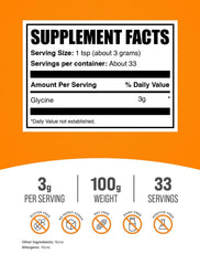 BulkSupplements polvo de glicina cerca, textura fina y fácil mezcla
