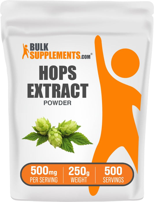 BulkSupplements Hops Extract Powder tarro, textura natural para uso diario